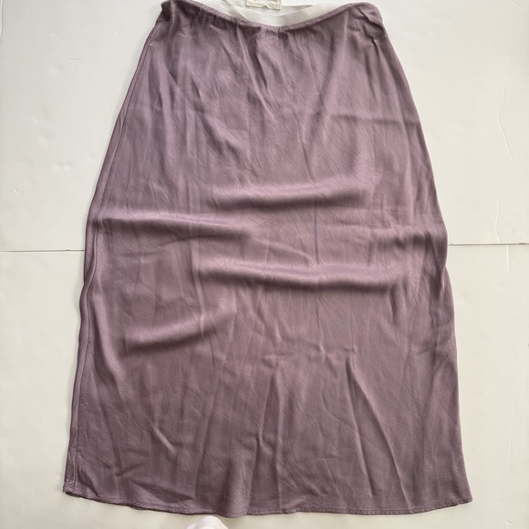 Anthropologie Bias Cut Midi Skirt Size Medium Dusty Purple Silky Slip Style - Picture 3 of 7